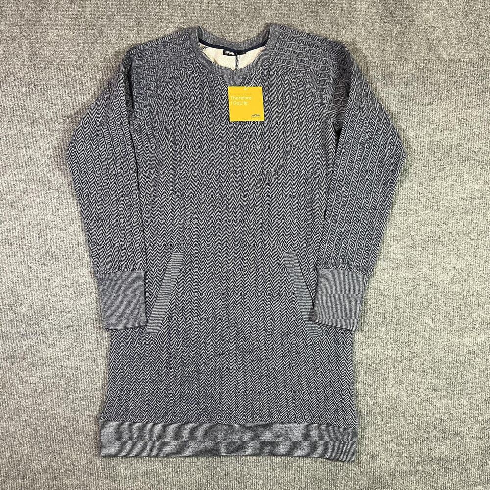 GoLite Boreum Hill Sweater Dress Womens Small Twilight Blue Herringbone Pockets